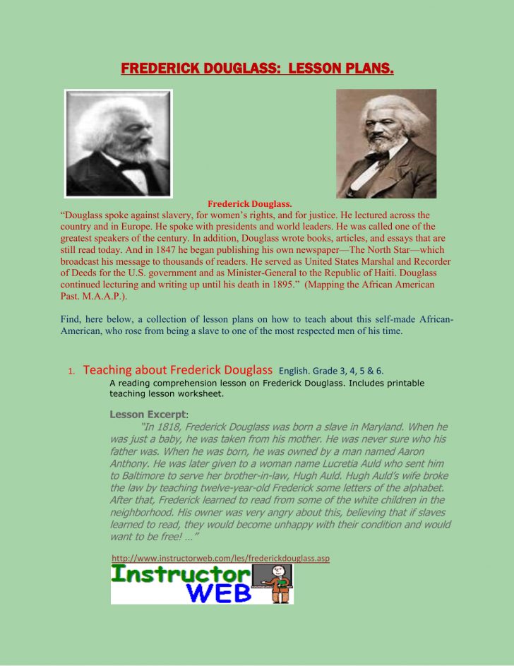 Frederick Douglass Lesson Plans Elementary - Lesson Plans Learning