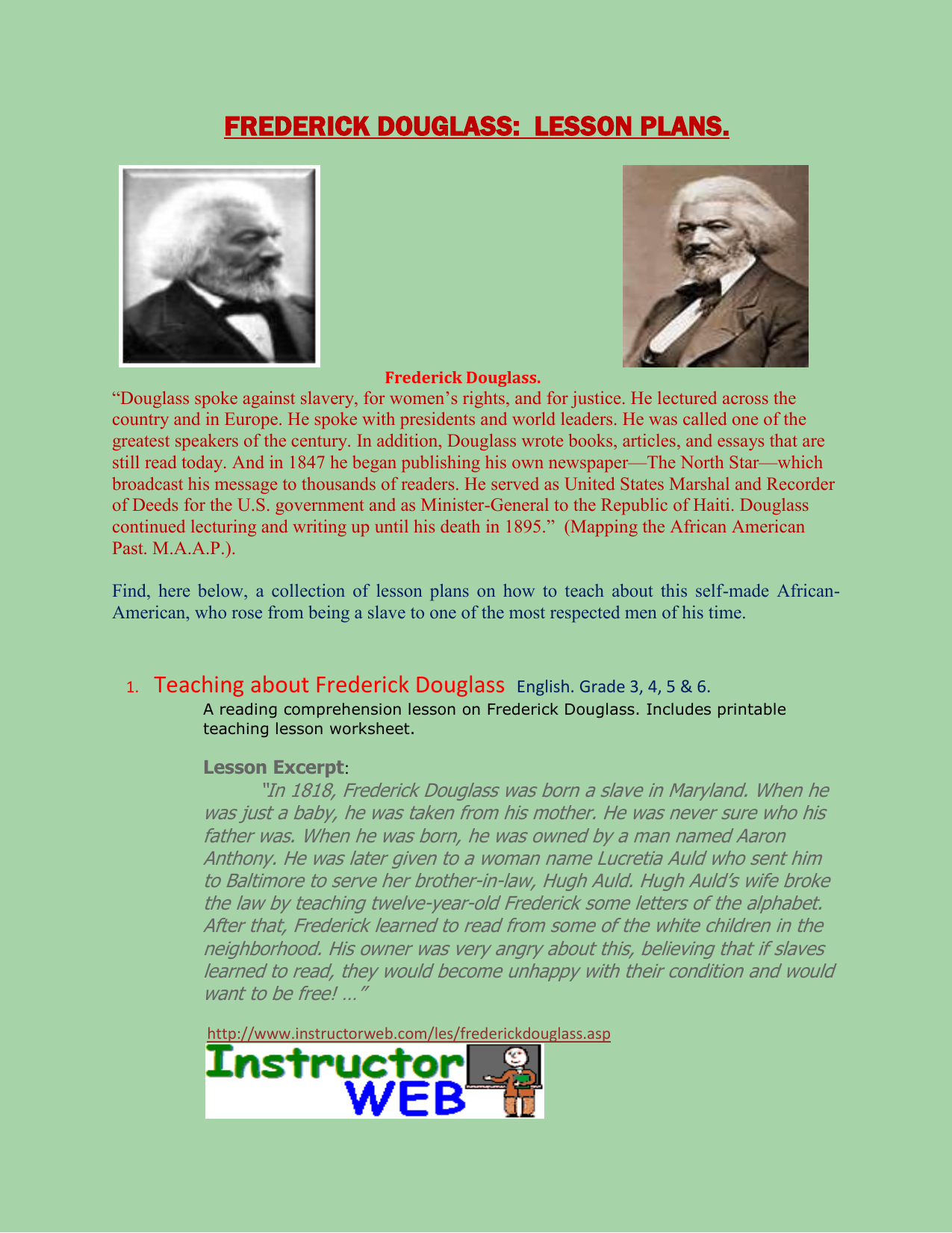 Frederick Douglass: Lesson Plans.