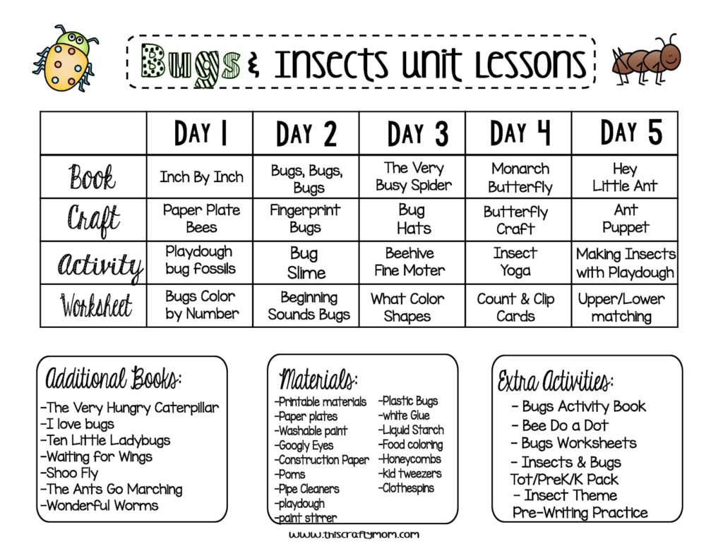 Free Bugs &amp;amp; Insects Preschool Unit Plan - Preschool Weekly