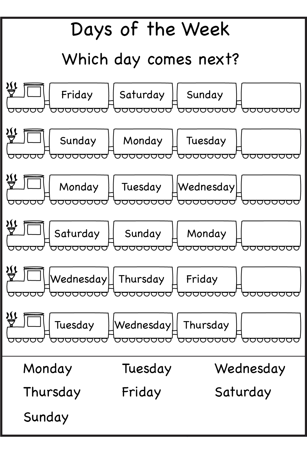 Free Days Of The Week Worksheets | Preschool Worksheets