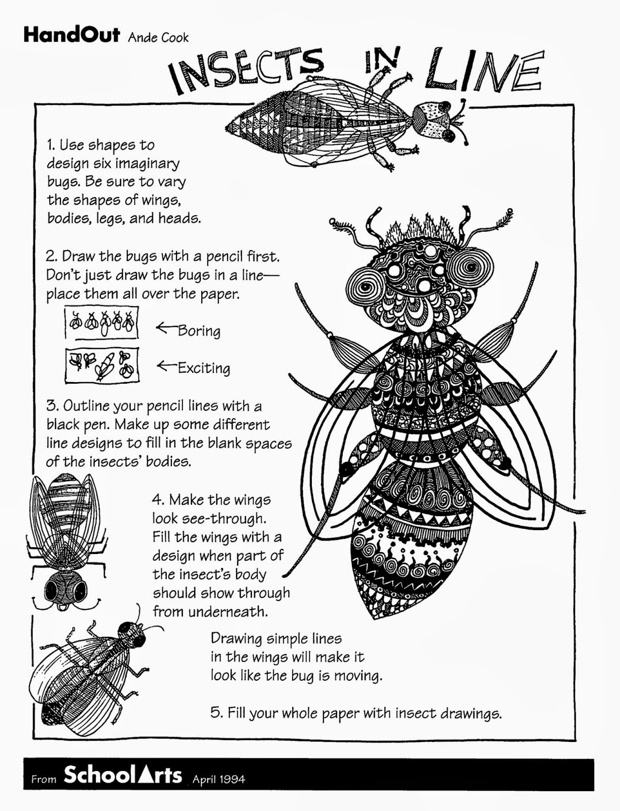 Free Handout Download And Lesson For Insects In Line. | Art