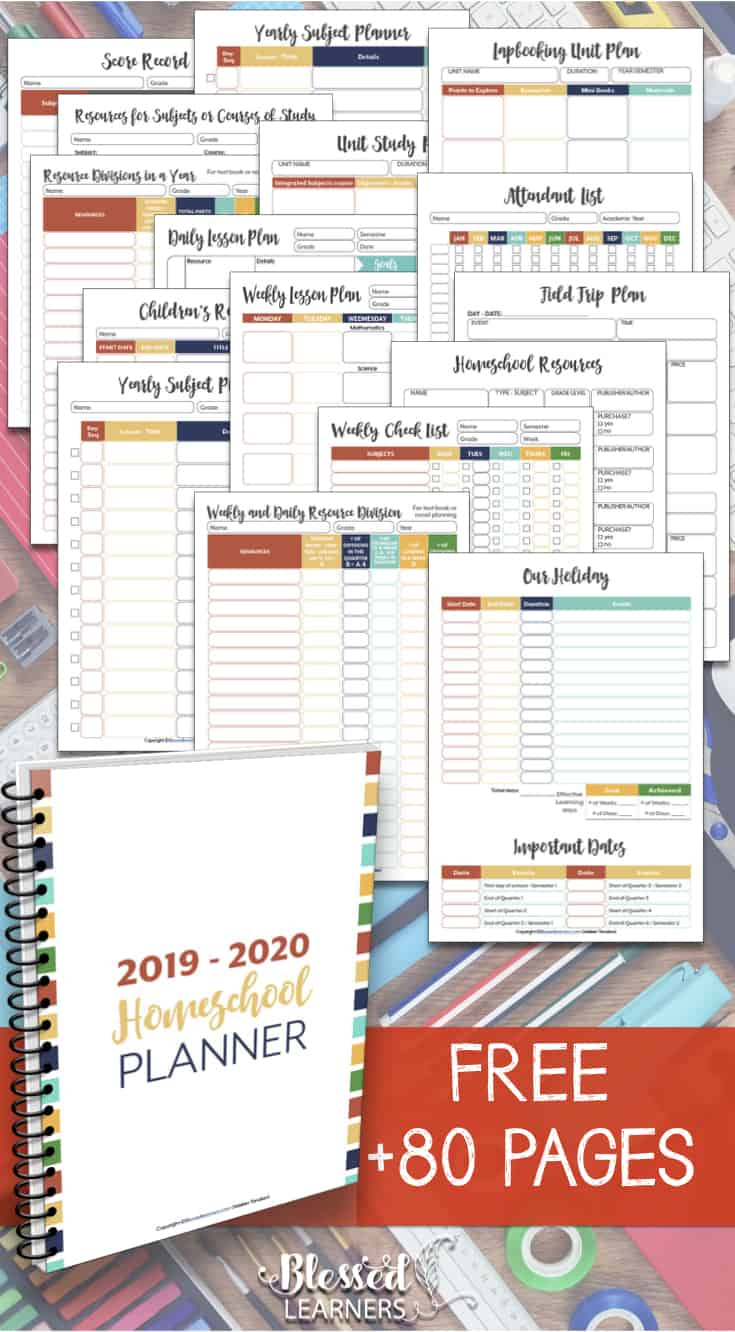 Free Homeschool Planner 2019 - 2020 - Blessed Learners