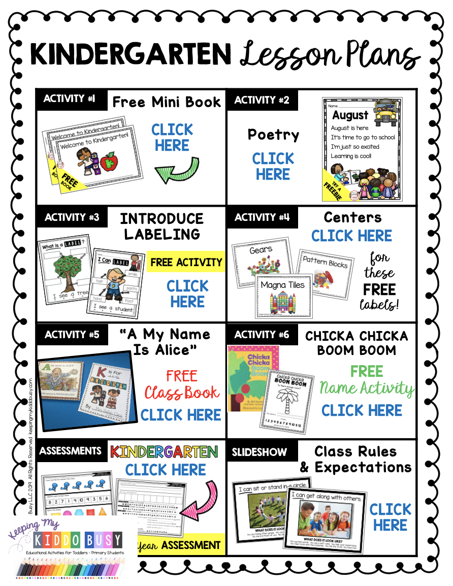 Free Kindergarten Lesson Plans For The First Day Of School