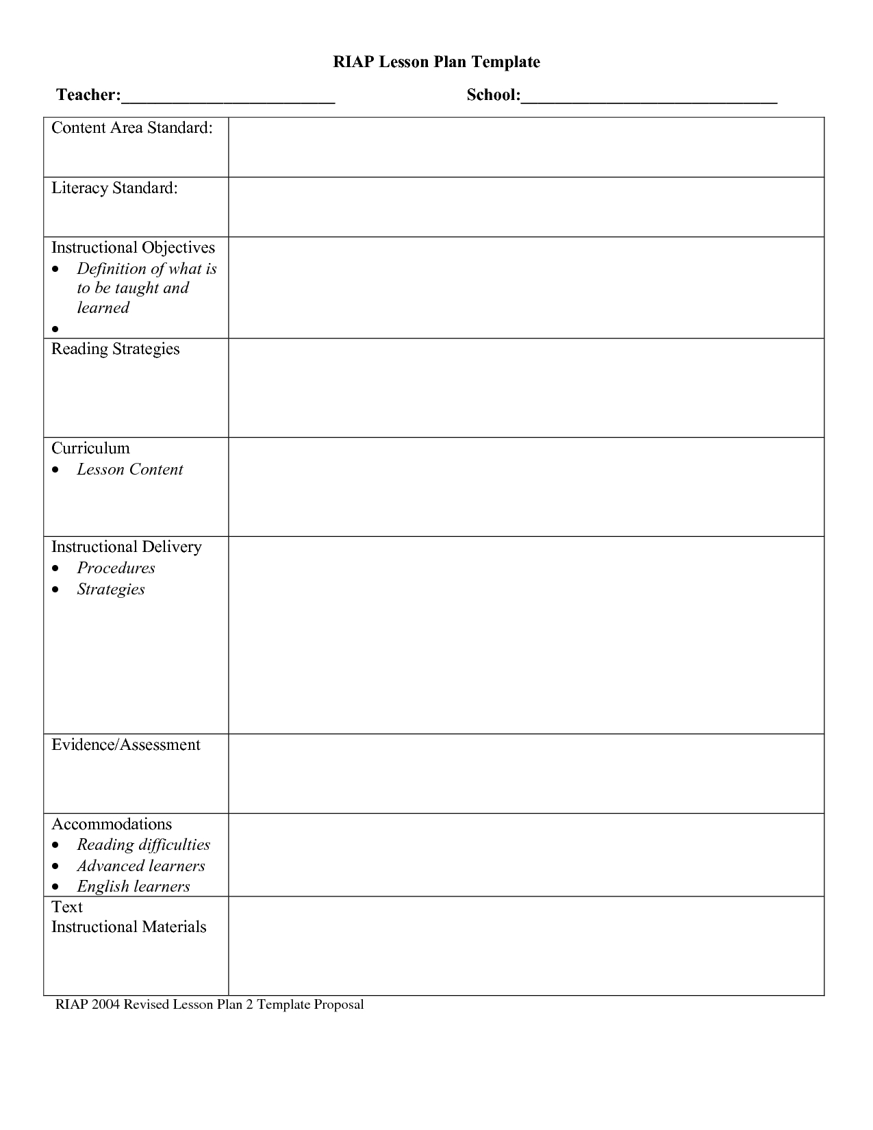 Free Lesson Plan Templates For Middle School | Best Business