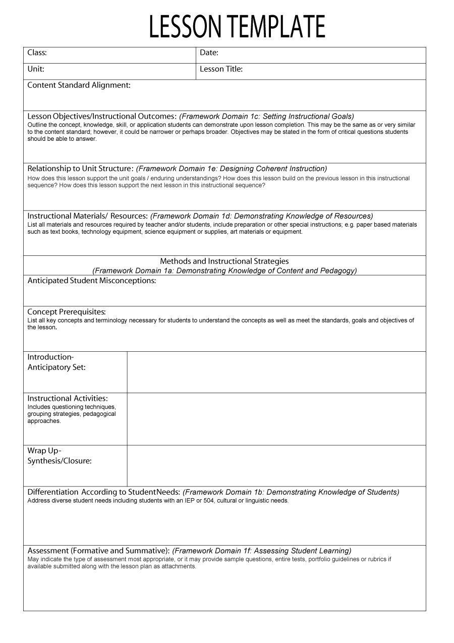 Lesson Plan Assessment - Lesson Plans Learning