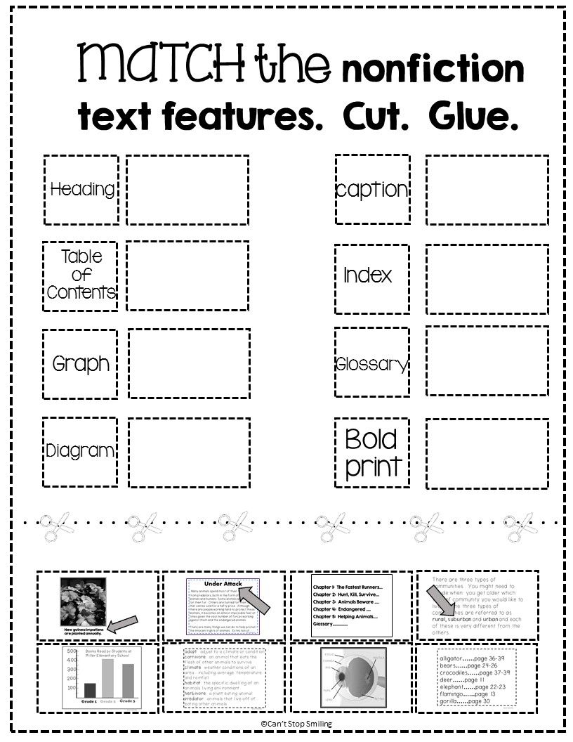 Free Nonfiction Text Features Matching Activity | Nonfiction