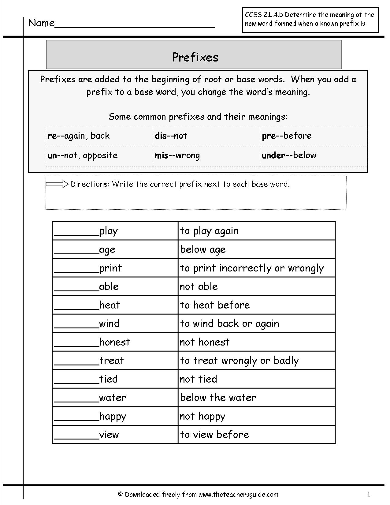 Free Prefixes And Suffixes Worksheets From The Teacher&amp;#039;s Guide