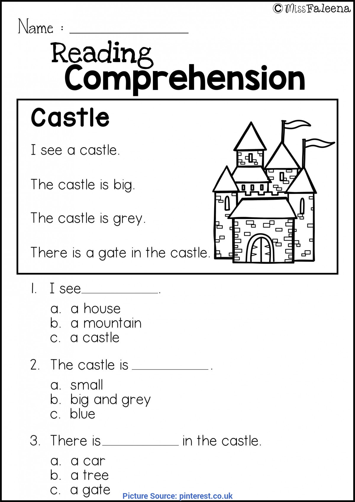 Free Printable Kindergarten Reading Comprehension Works