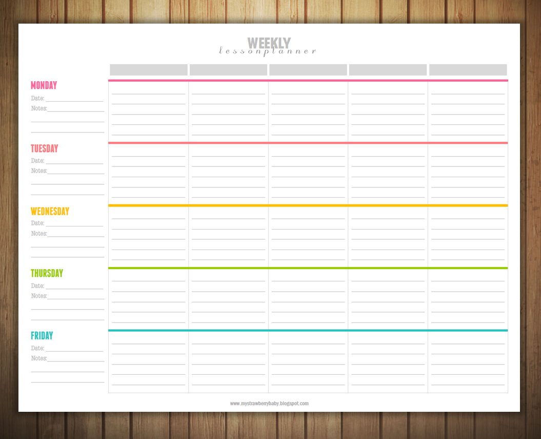 Free Printable Weekly Lesson Plan Template | Leermiddelen