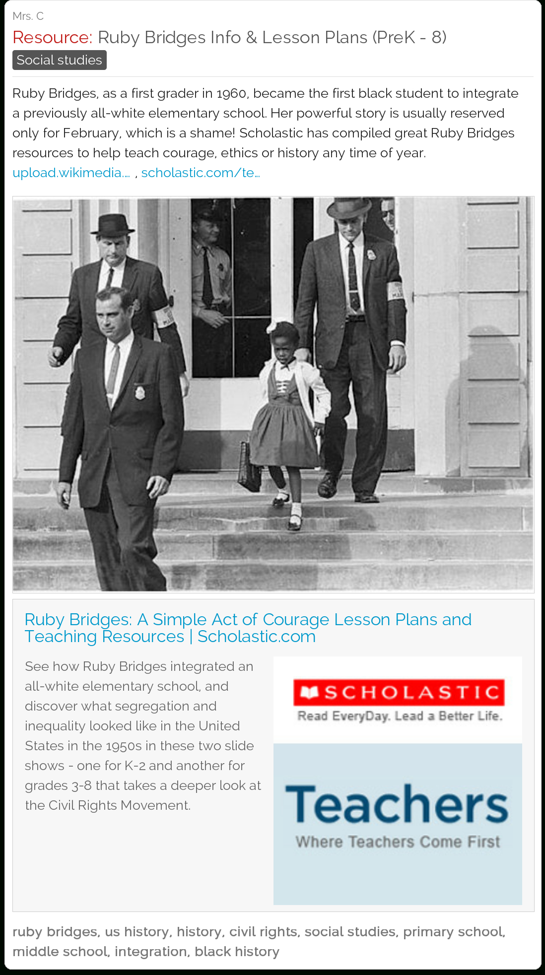 Free Ruby Bridges Lesson Plans (Prek - 8) - Scholastic Has