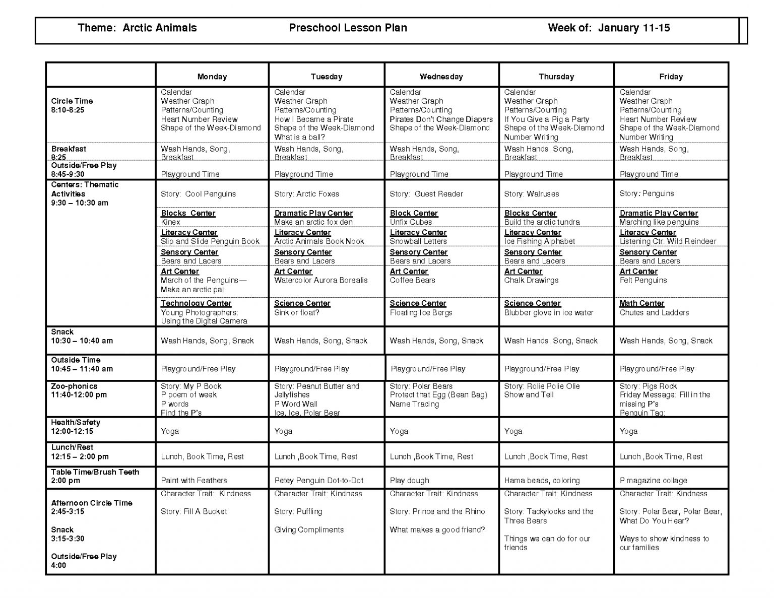 Weekly Lesson Plan Template Doc - Lesson Plans Learning