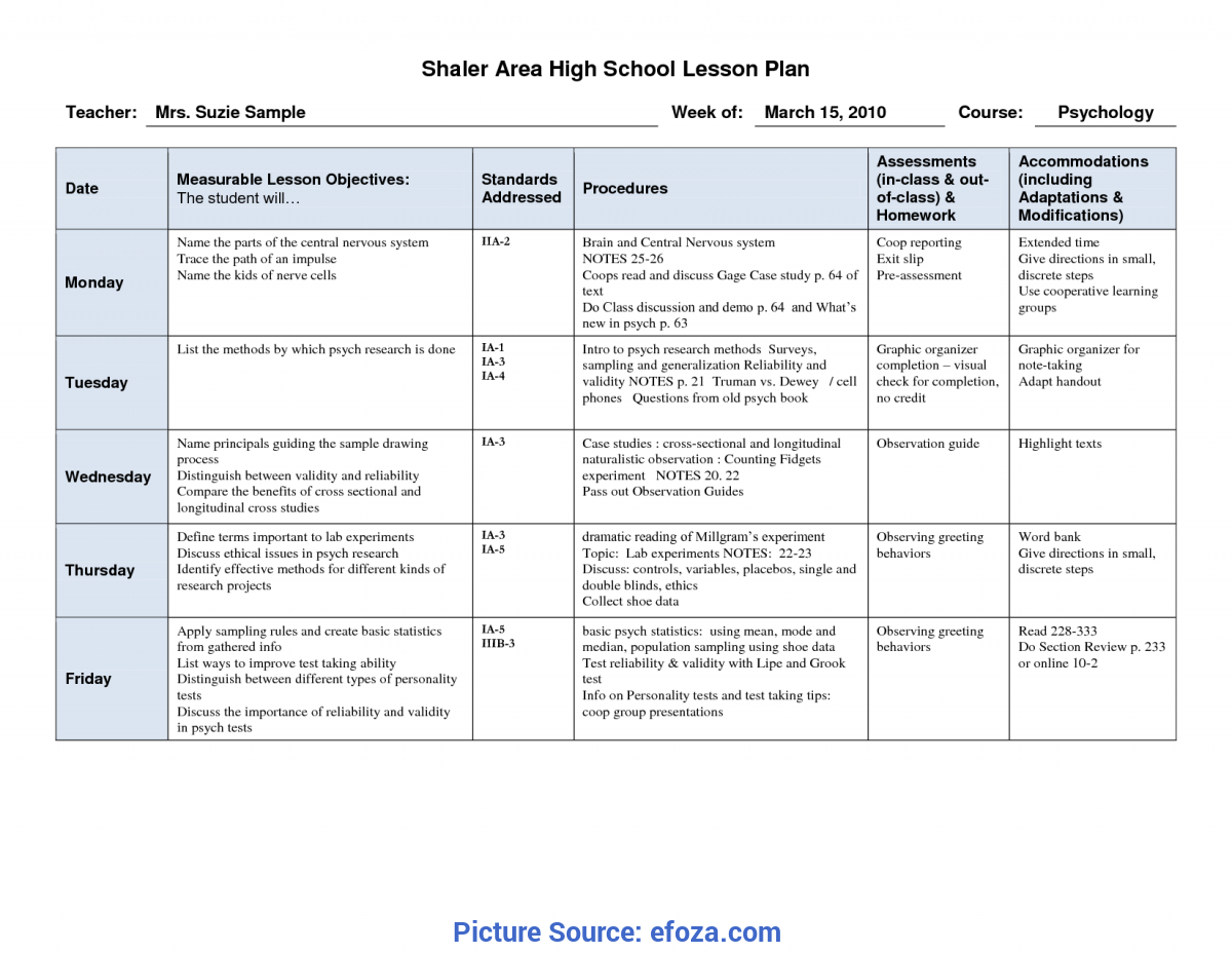 Fresh Elementary School Lesson Plan Format 10 Best Images Of