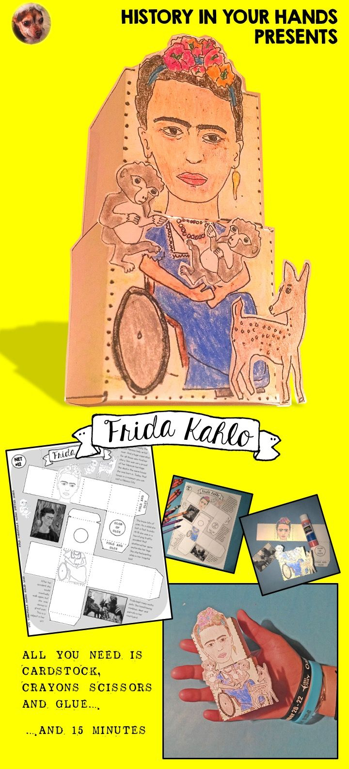 Frida Kahlo / Craft Project | Art Lessons Elementary, Art