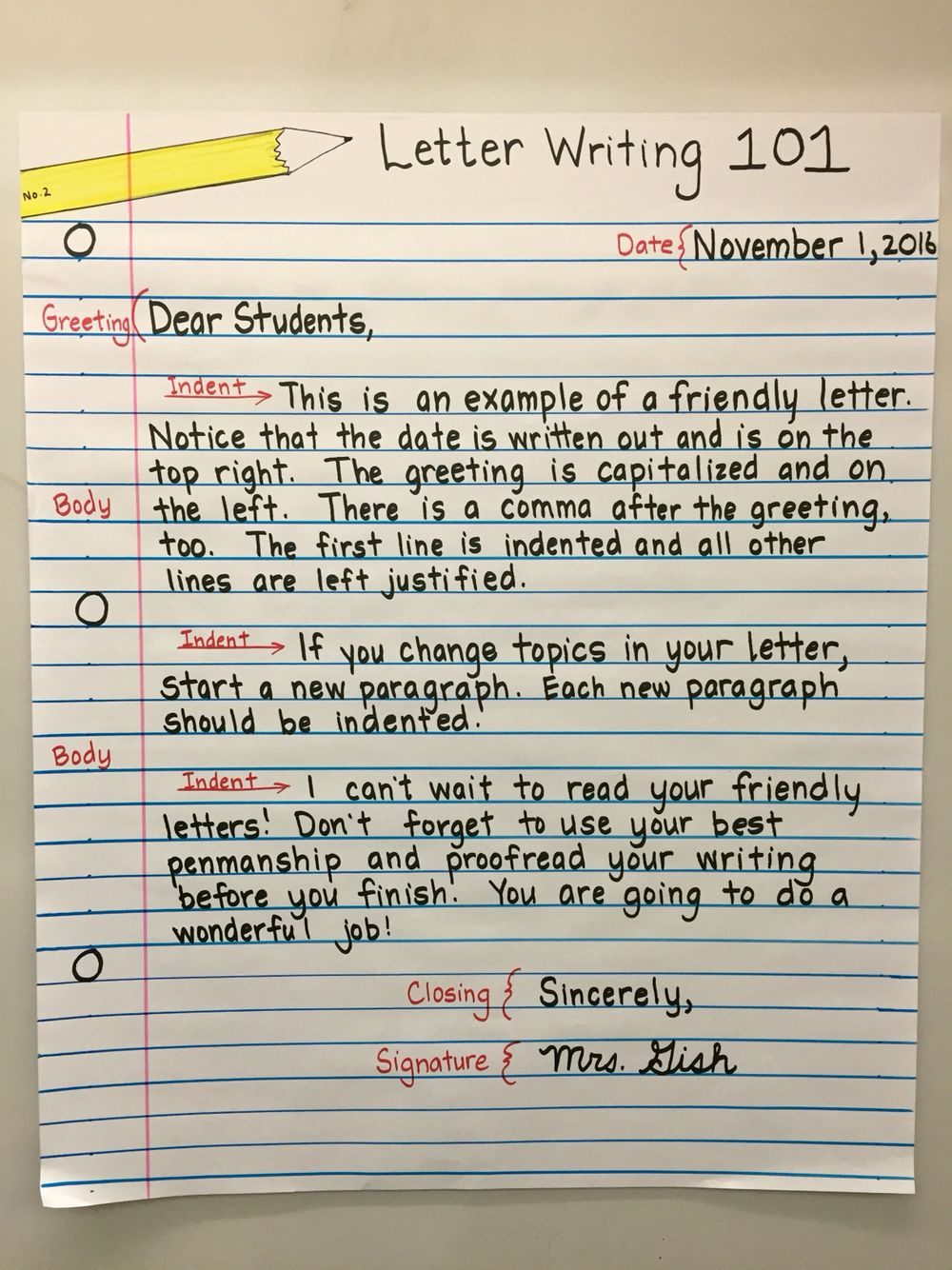 Friendly Letter Anchor Chart: 4Th Grade | Writing Lessons