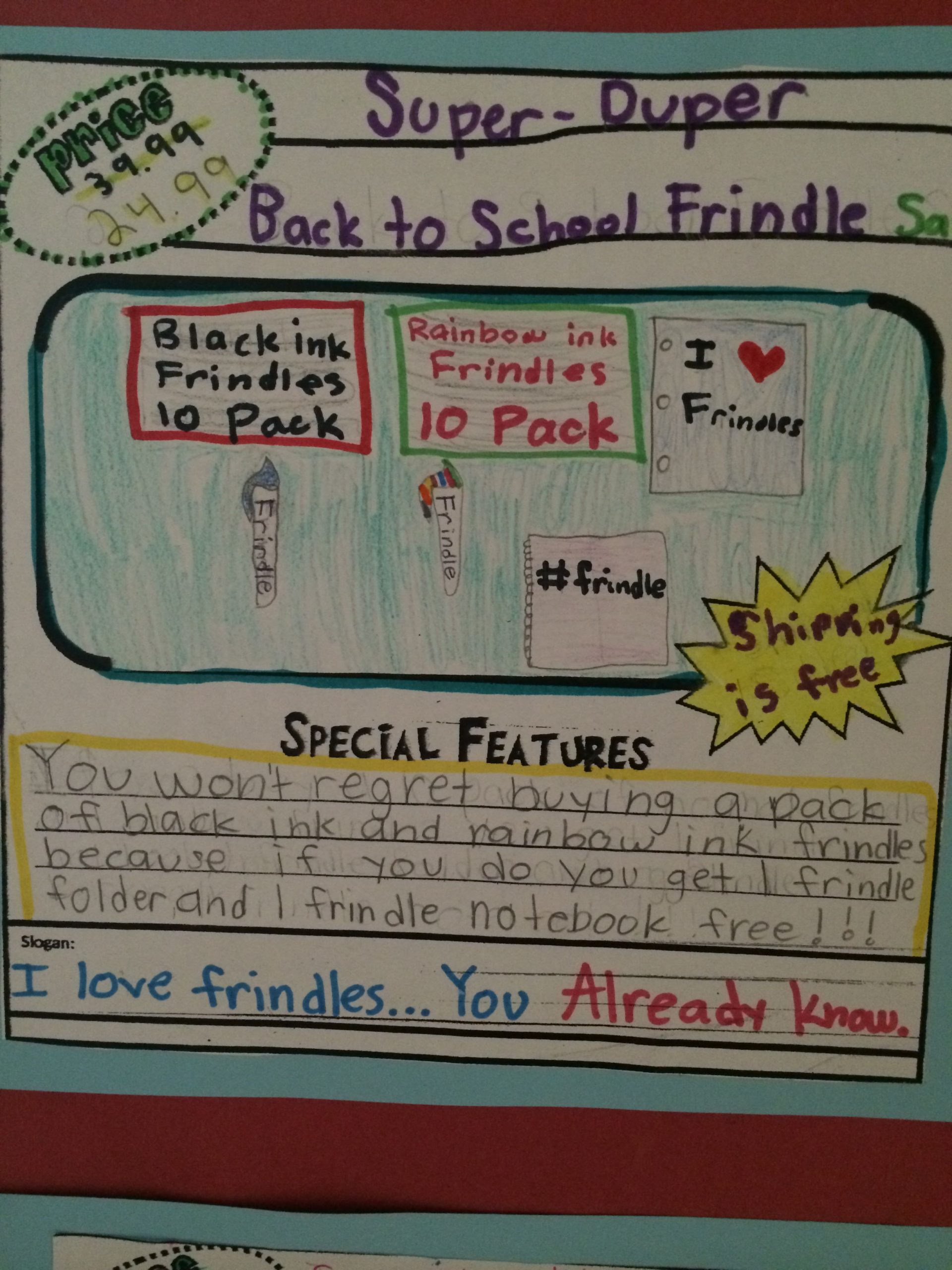 Frindle Lit Study Advertisement. Extension Activities To Go