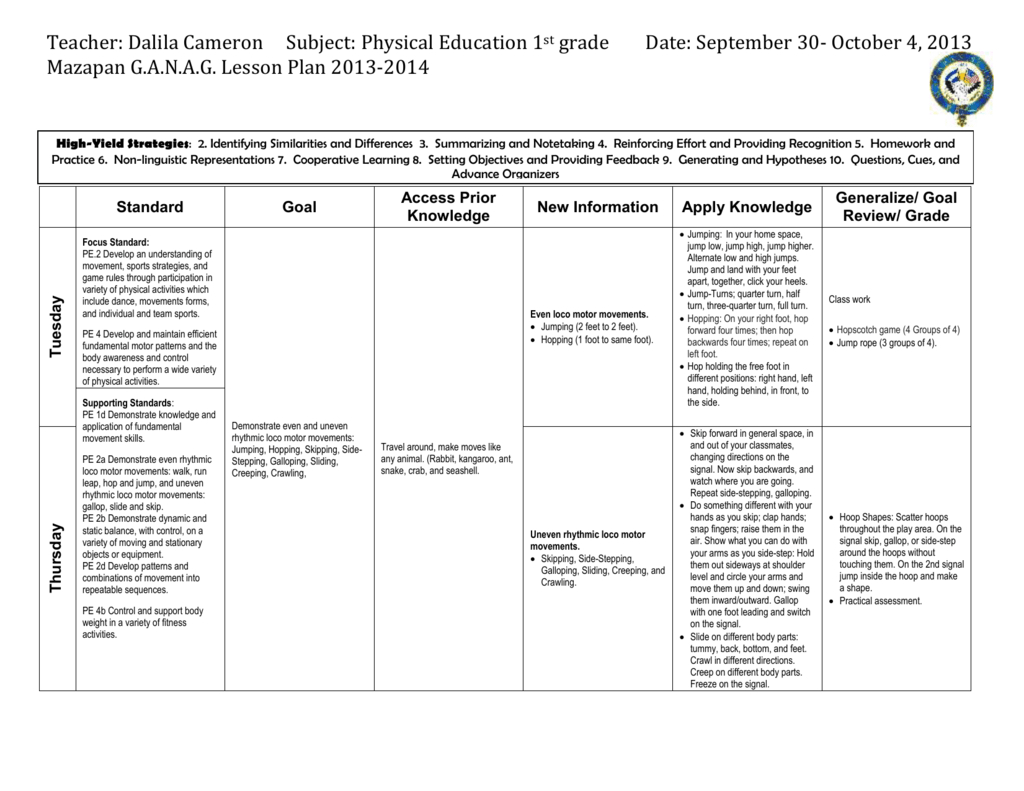 G.a.n.a.g. Lesson Plan