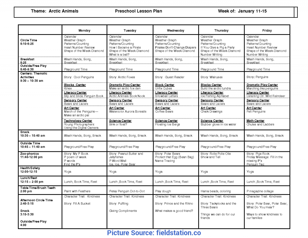 Good Early Childhood Lesson Plans Themes Weekly Lesson Plan