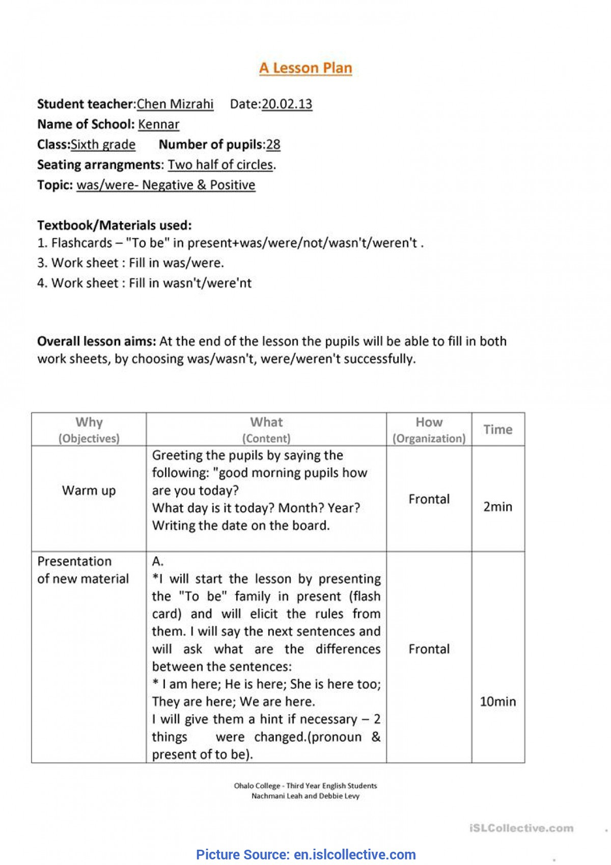 Good English Lesson Plan In Grade 3 Was/were Lesson Plan