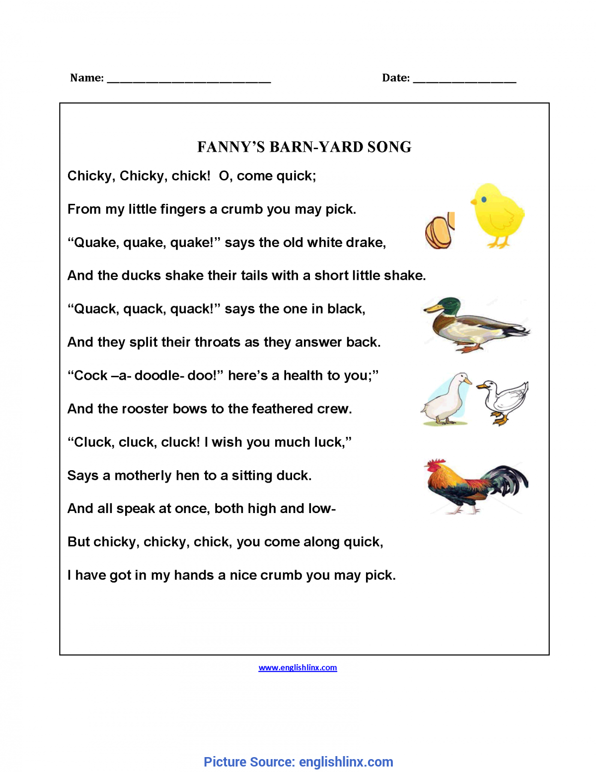 Good Reading Poetry Lesson Plans 5Th Grade Englishlinx