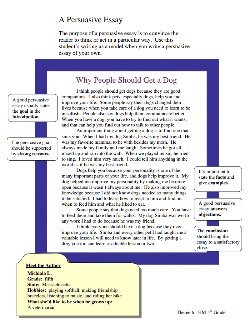 Grade 5 - Theme 6 - A Persuasive Essay - Why People Should