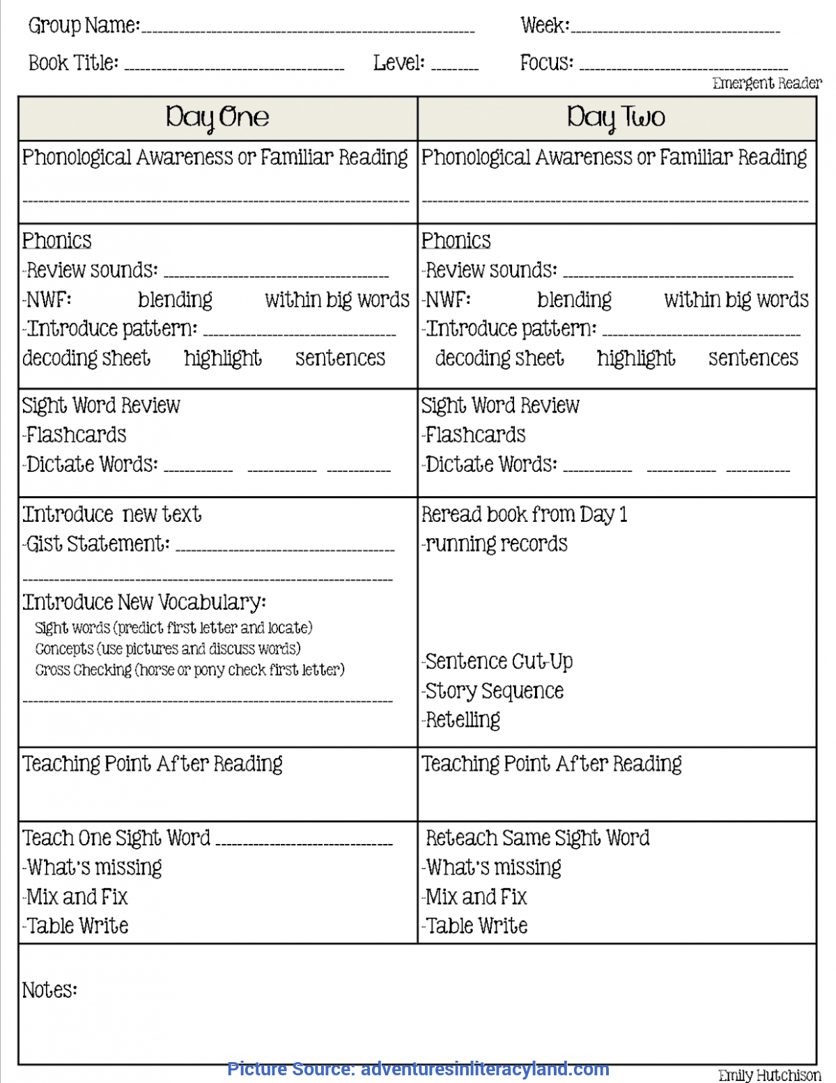 Great Jan Richardson Guided Reading Template Adventures In