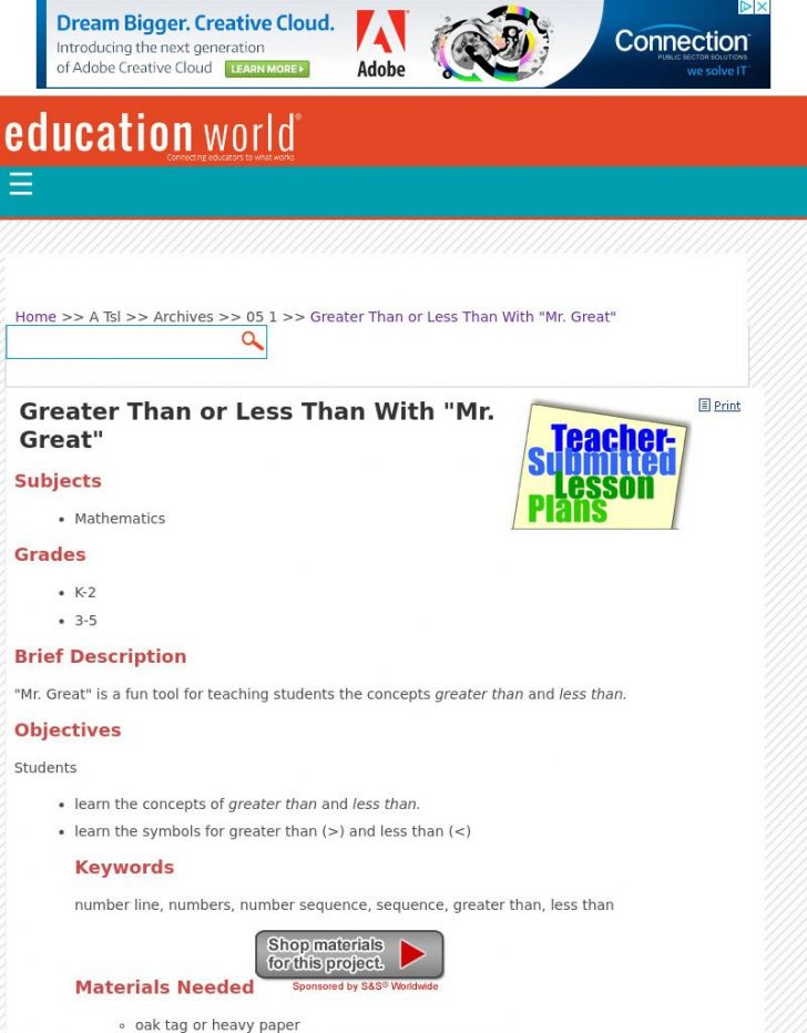 Greater Than Or Less Than With "mr. Great" Lesson Plan For - Lesson ...