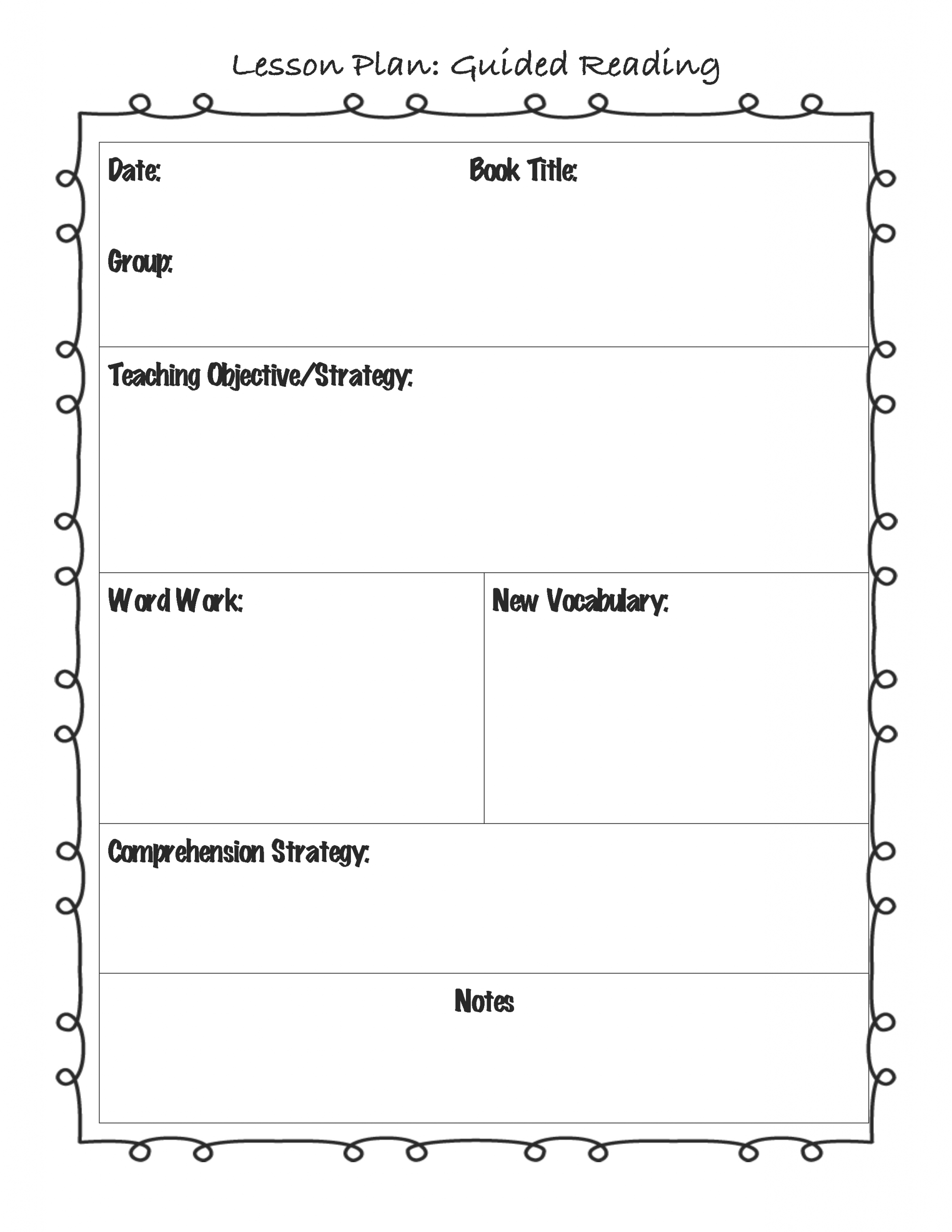 Guided Reading Lesson Plan Template | Guided Reading Lesson