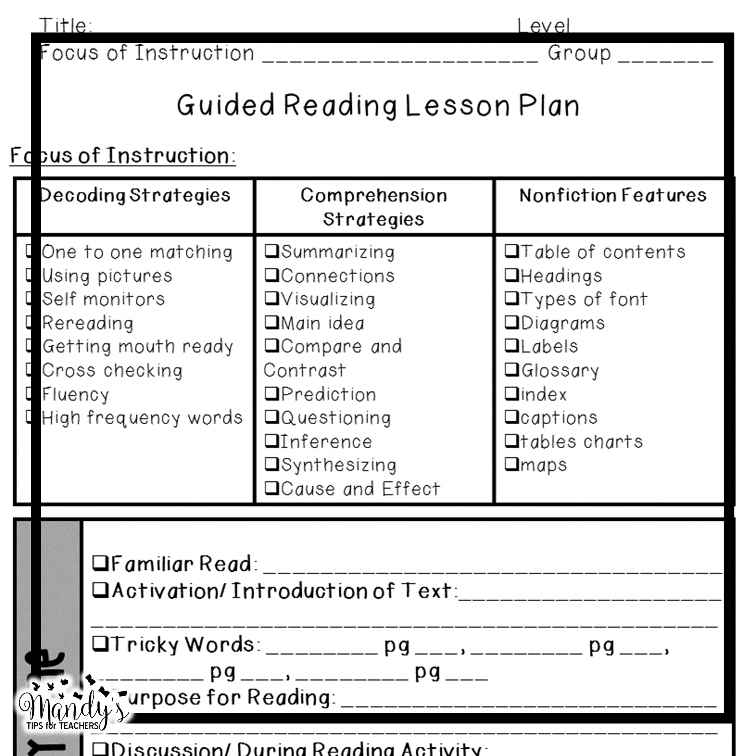 guided reading lesson plan template reading lesson plans scaled