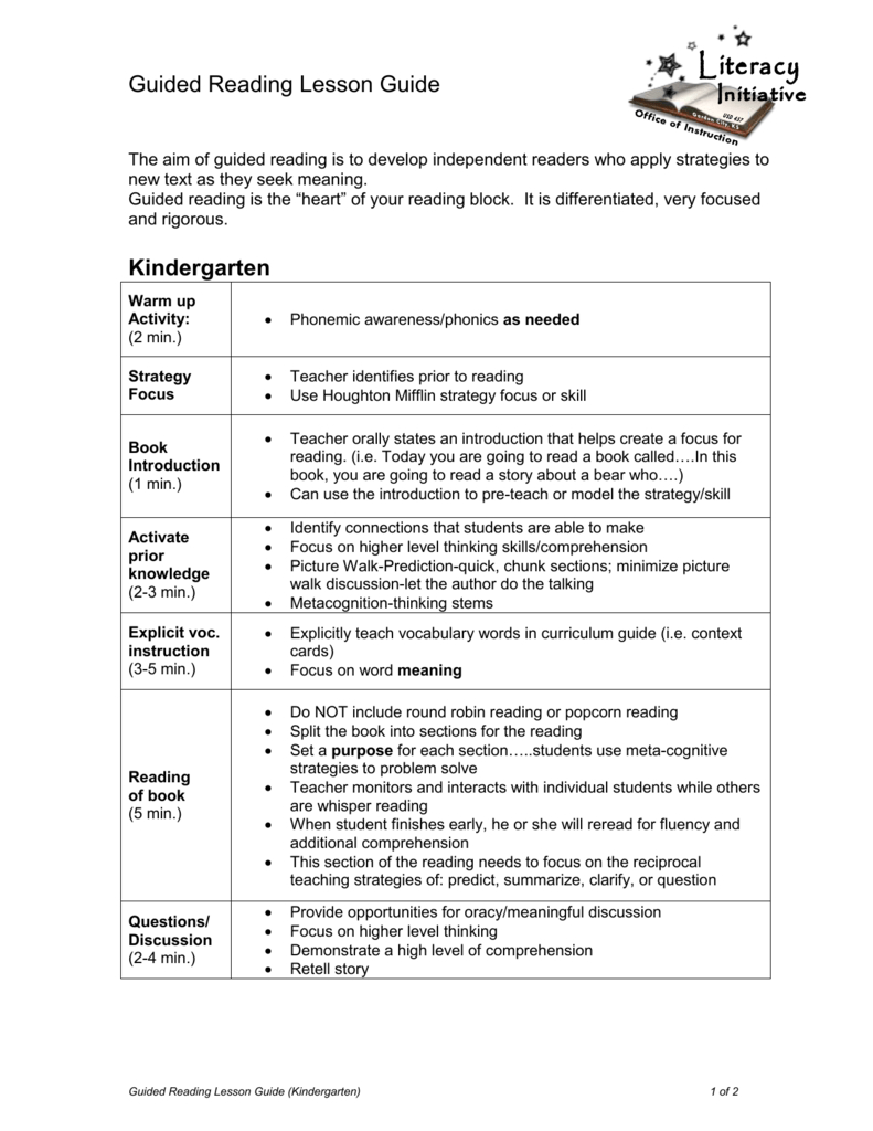 Guided Reading Lesson Plan