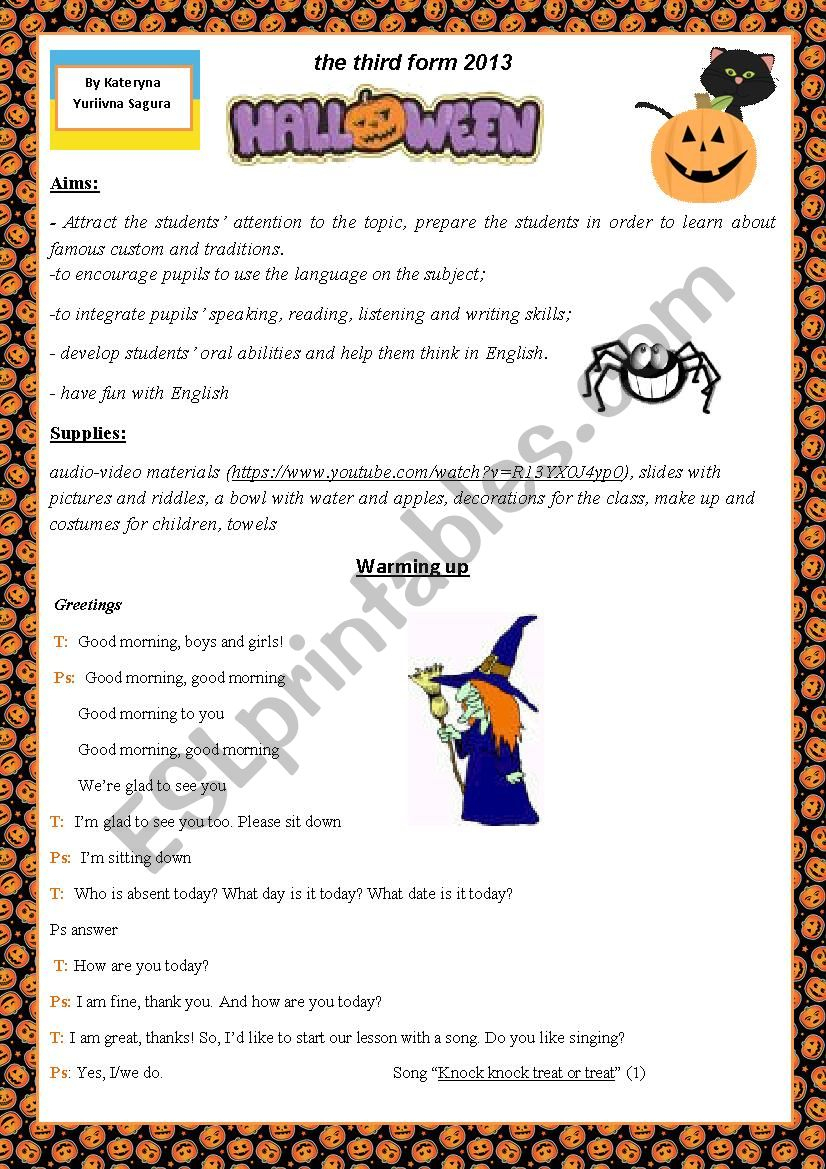 Halloween Lesson Plan - Esl Worksheetkatena18