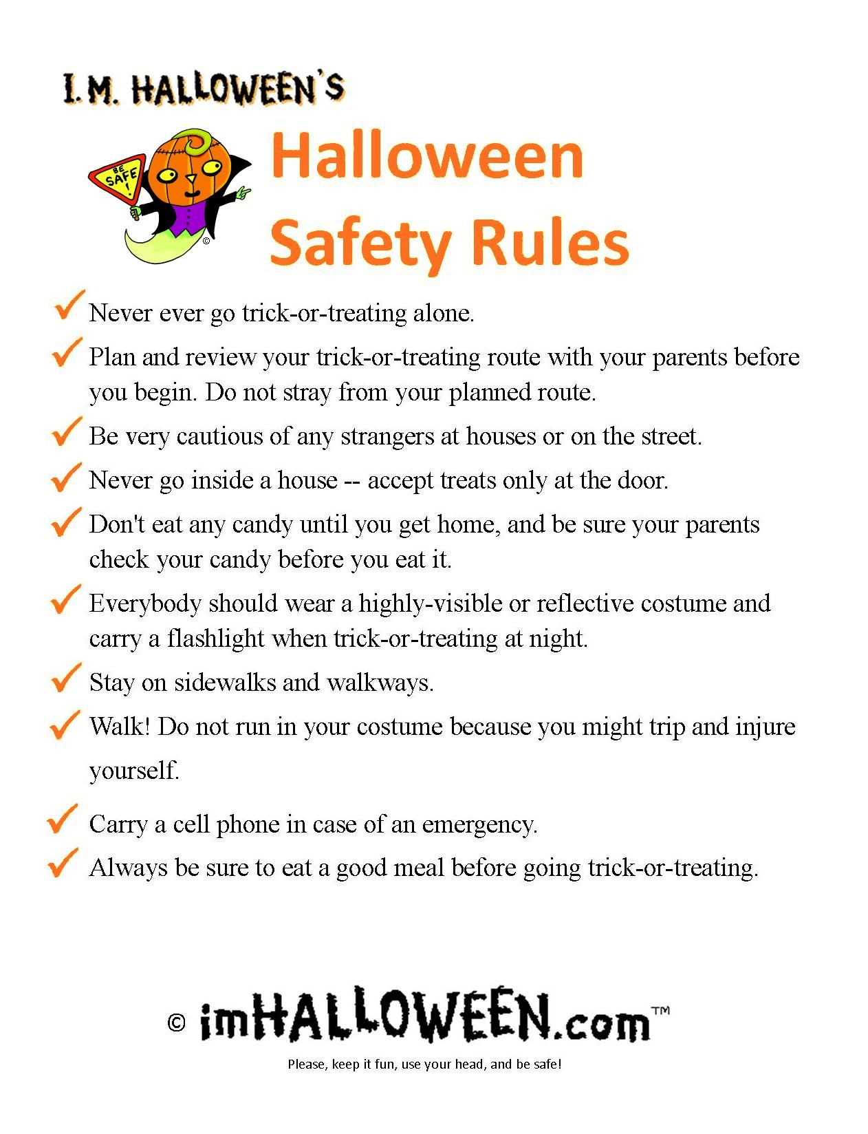 Halloween Safety Rules To Print Out. --&amp;gt; Find More Halloween