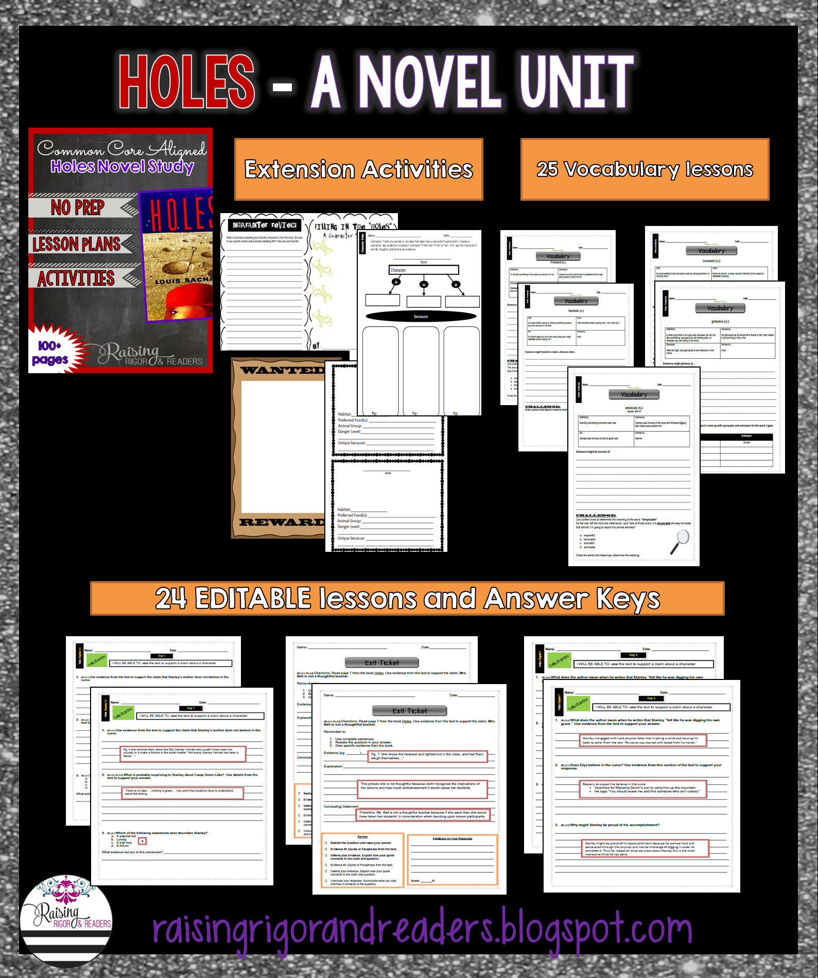 Holes Novel Study With Lesson Plans Common Core Aligned