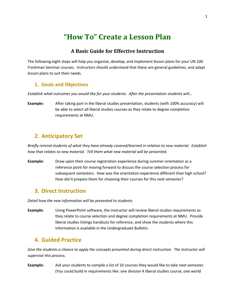 How To Create A Lesson Plan