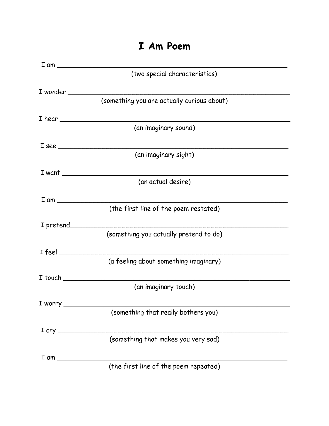 I Am Poetry Template - Great To Display During Back-To