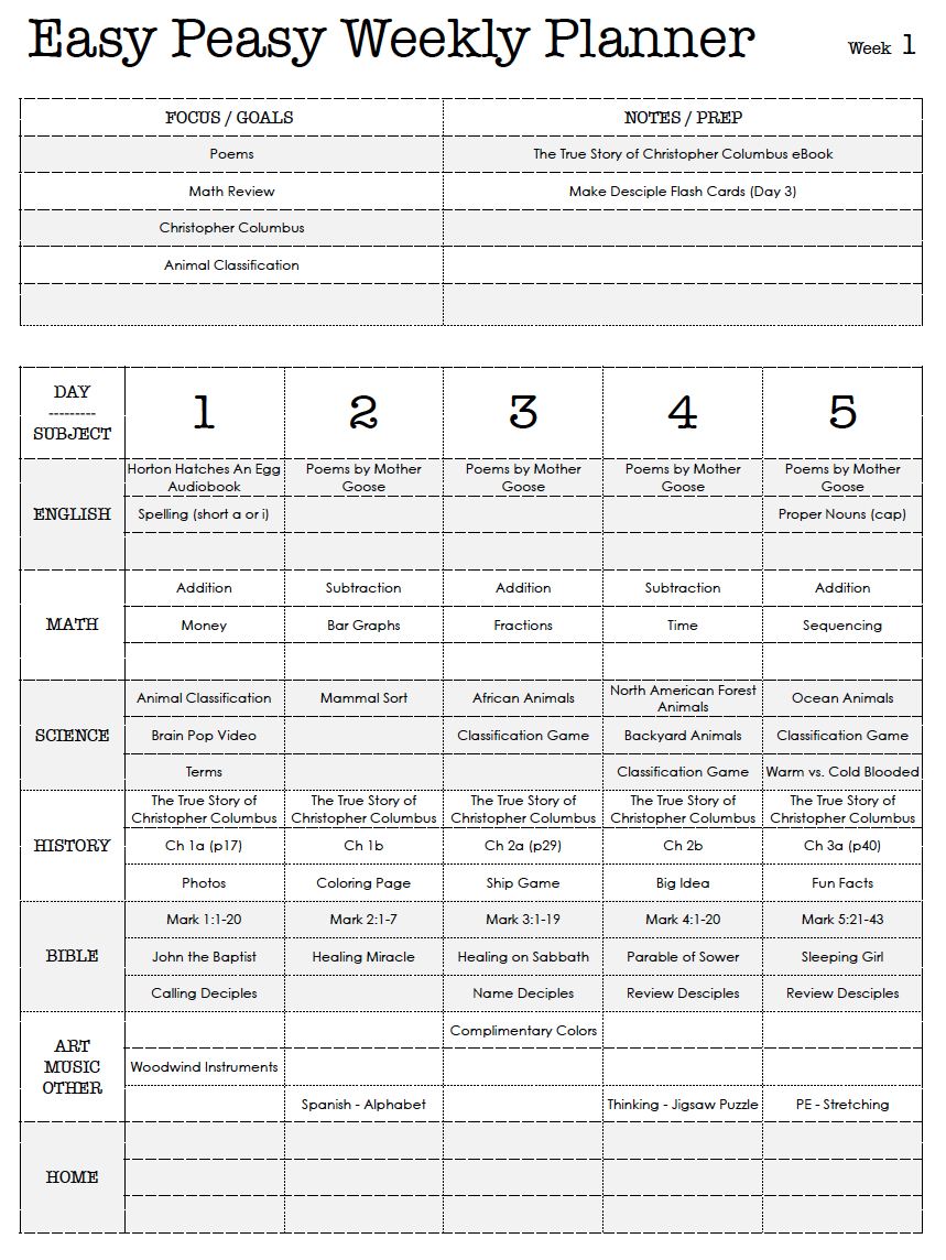 If You Really Wanna Know: Easy Peasy Weekly Planner