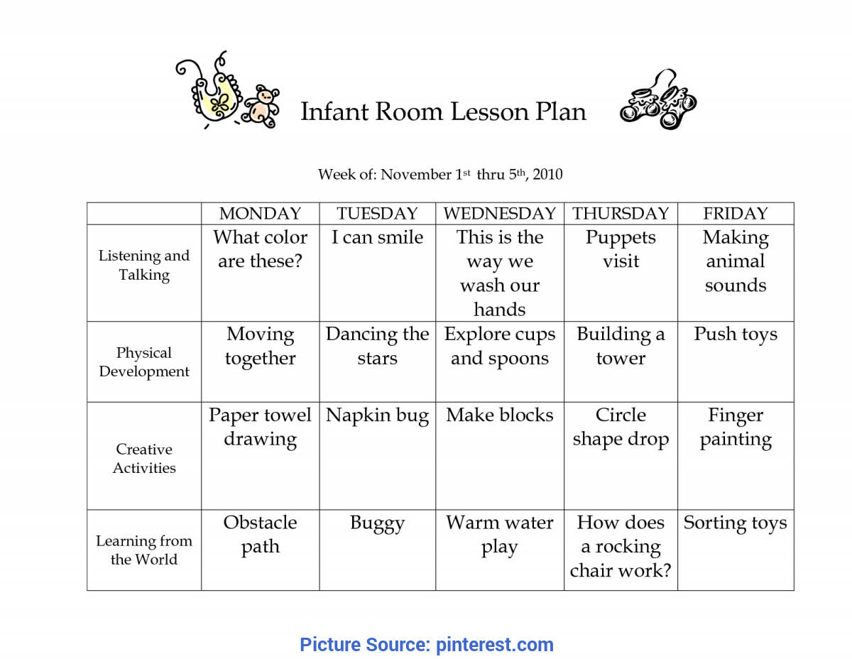 Infant Blank Lesson Plan Sheets | Infant Room Lesson Plan We