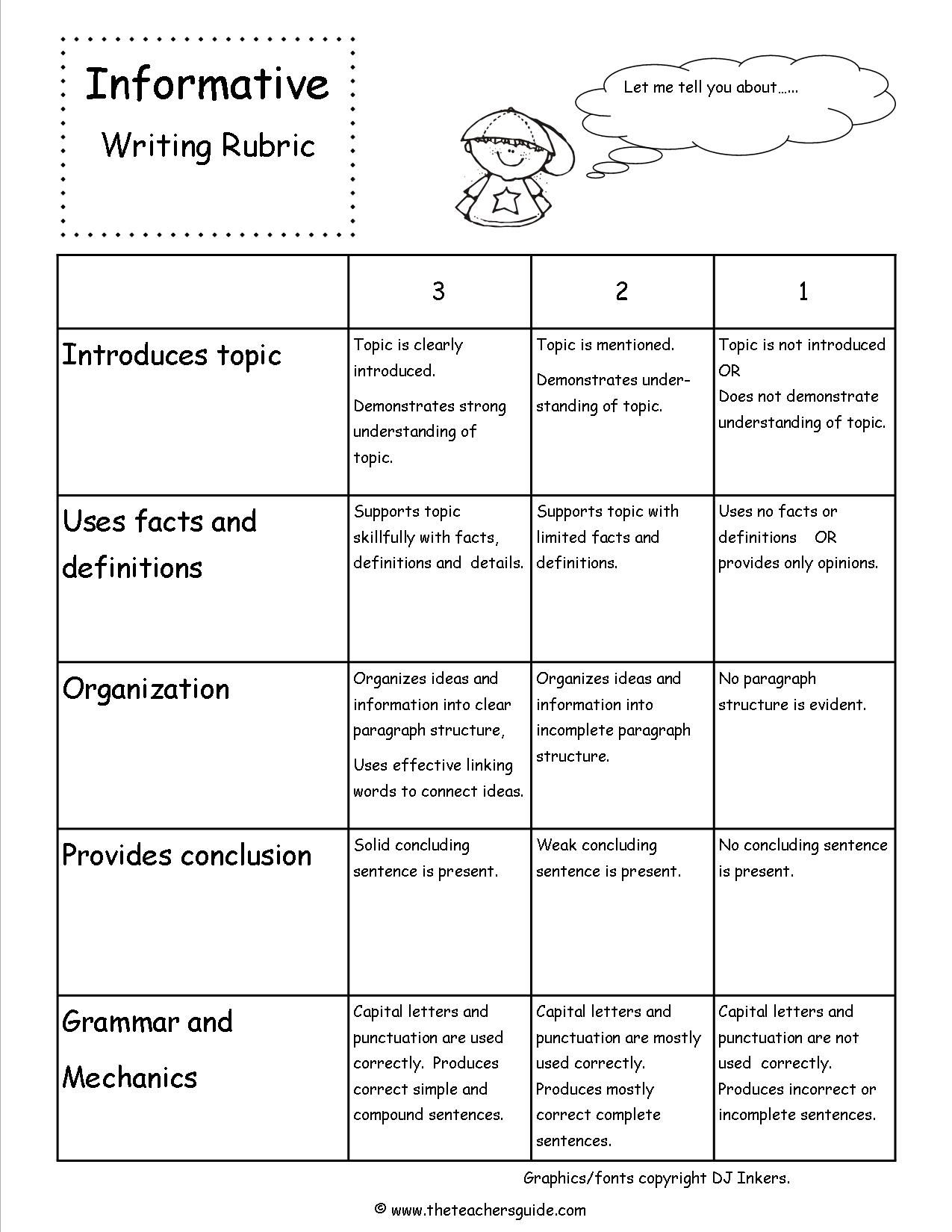 Informative Writing Rubric | Writing Rubric, Informational
