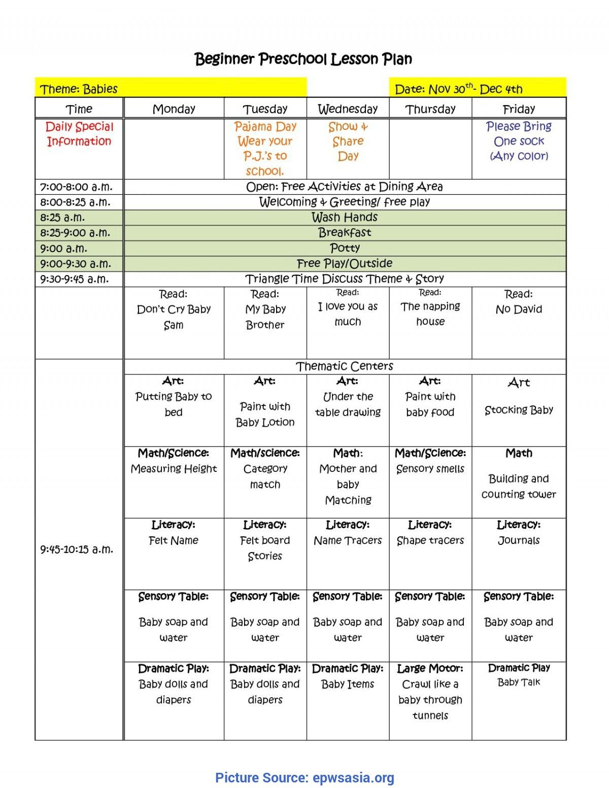 Printable Preschool Lesson Plans Lesson Plans Learning