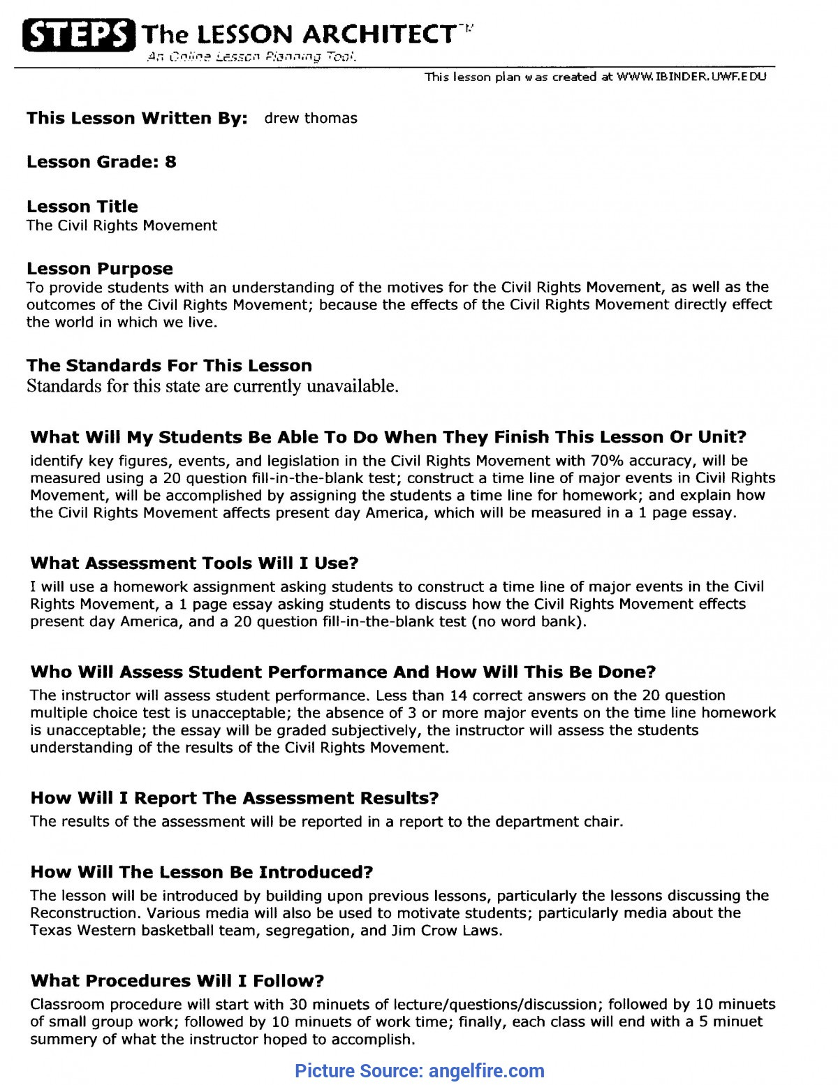 Interesting Lesson Plan Example Elementary School My