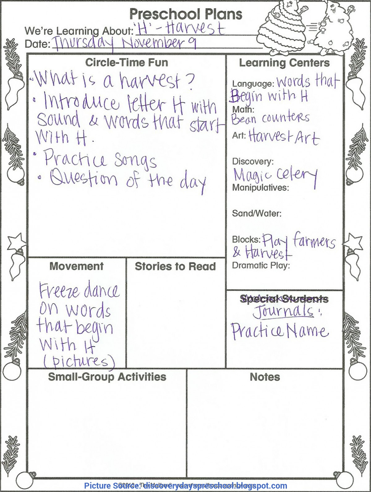 Interesting Pre K Lesson Plans November Discovery Days