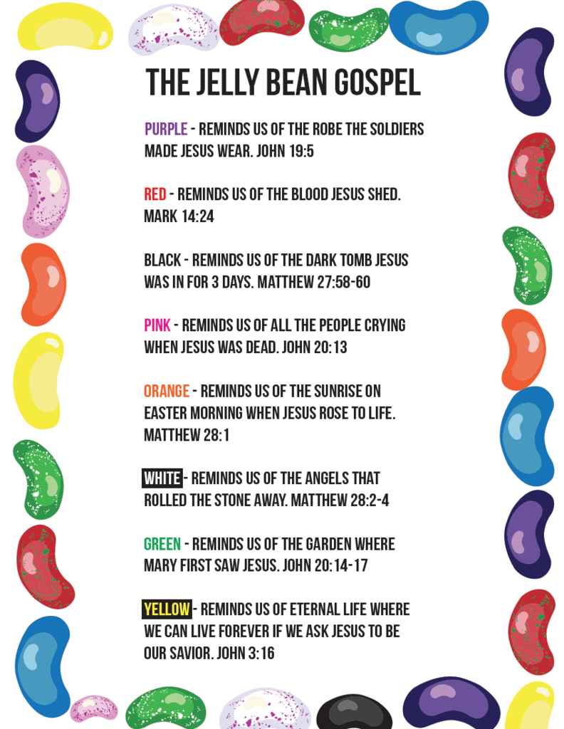 Jelly Bean Gospel Cards For Kids | Easter Lessons, Easter