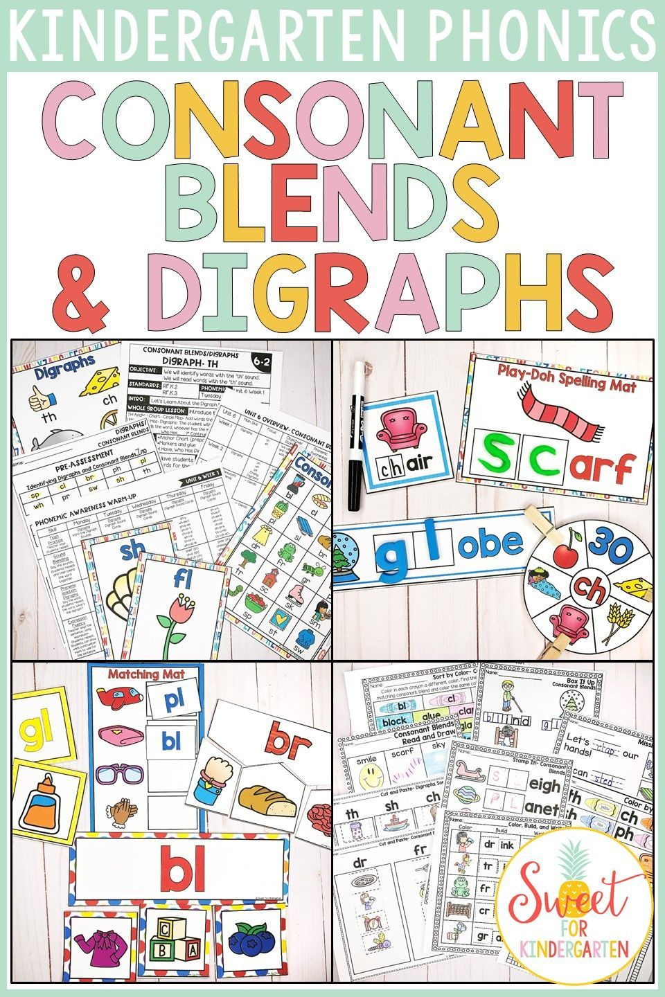 Kindergarten Consonant Blends And Digraphs Unit