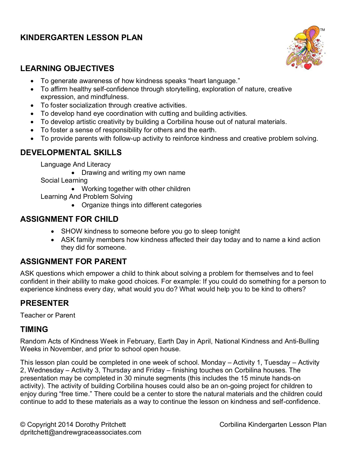 Kindergarten Lesson Plan Heart Language Corbilina Teaches