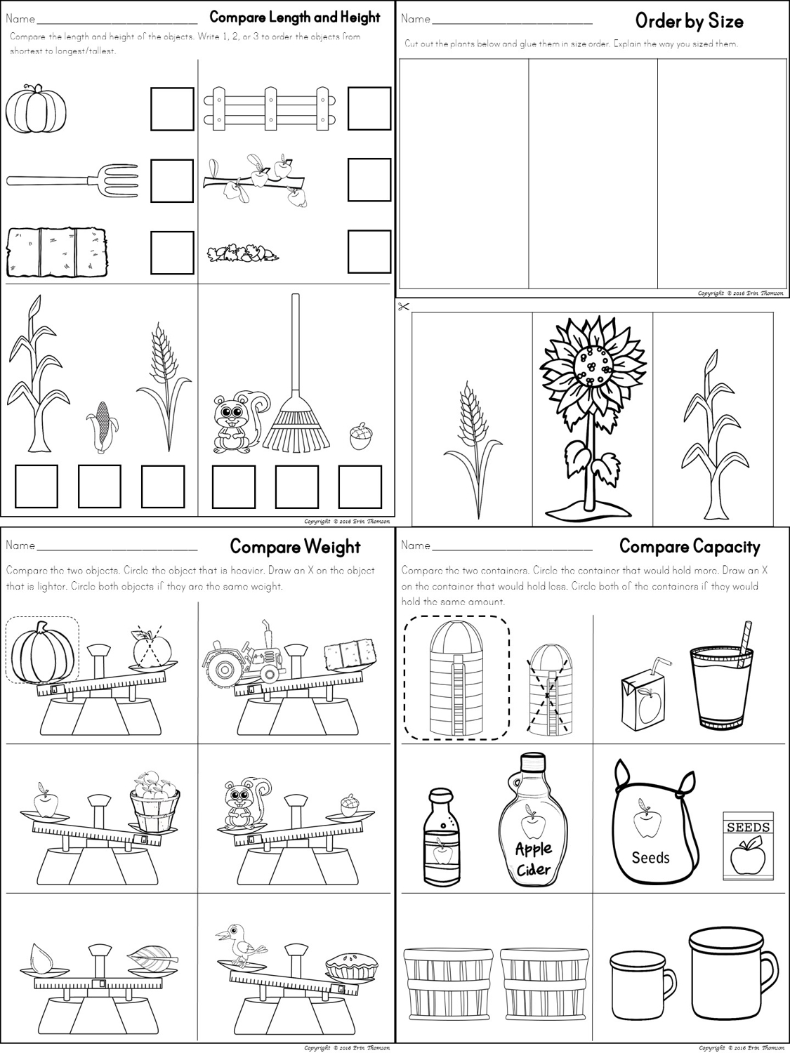 Kindergarten Math ~ Fall Measuring | Kindergarten Math, Kids