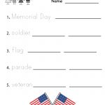 Kindergarten Memorial Day Vocabulary Worksheet Printable