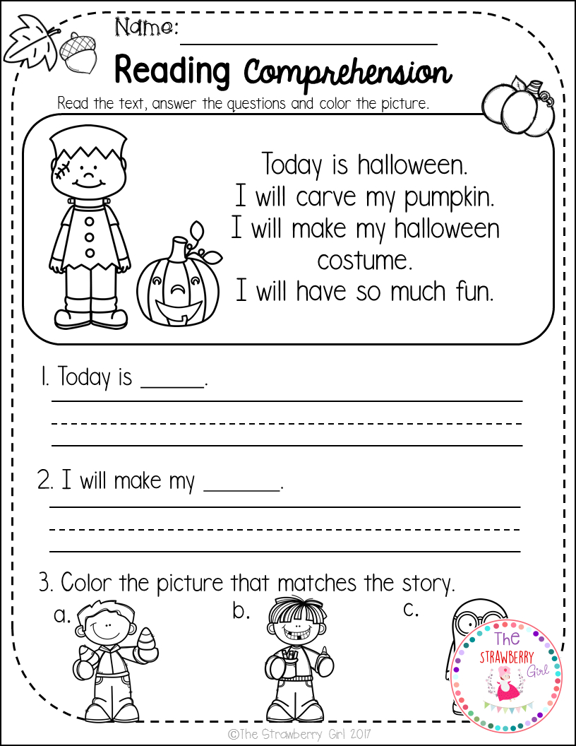 Kindergarten Reading Comprehension Passages - Fall