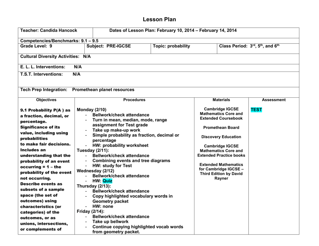 Lesson Plan