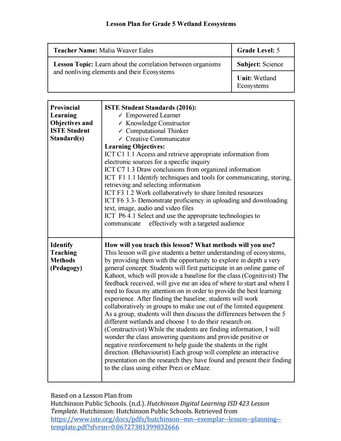 Lesson Plan For Grade 5 Wetland Ecosystemsmalia - Issuu