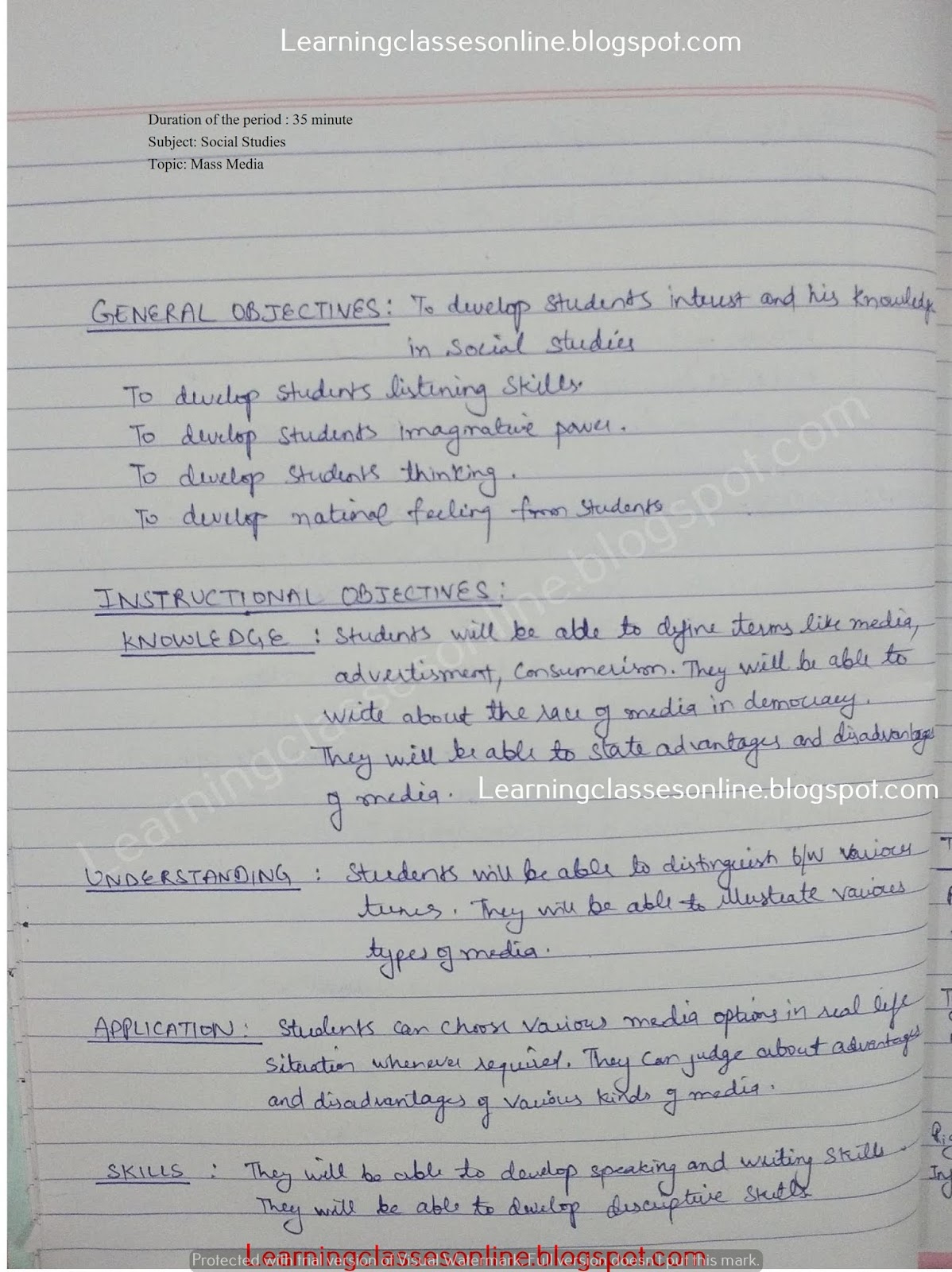 Lesson Plan Of Social Science For B.ed On Mass Media