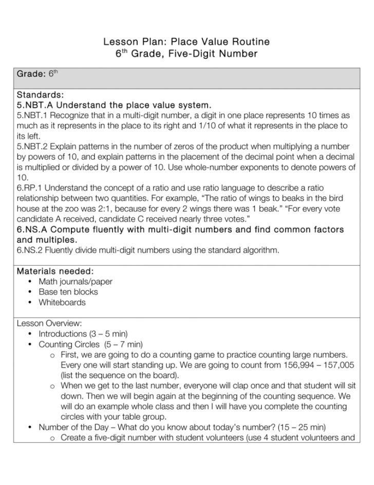 Exponents Lesson Plan 6th Grade - Lesson Plans Learning
